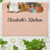 Linge De Cuisine Halloween Gnomes, Automne, Citrouille (Plié)