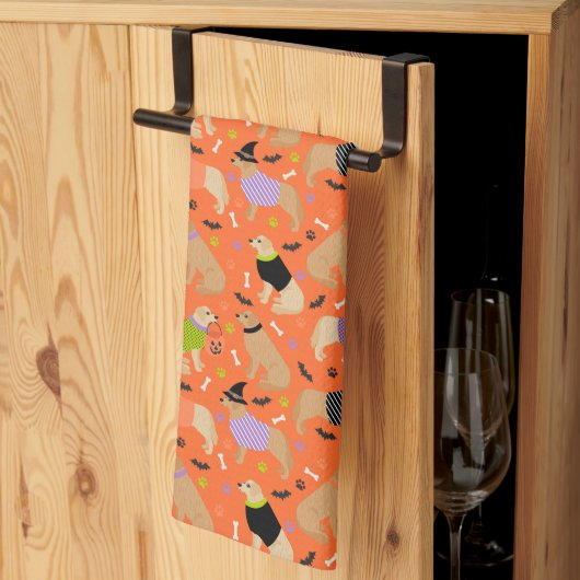 Linge De Cuisine Halloween Golden Retriever (Pliage en tiers)
