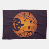 Linge De Cuisine Halloween Jack-o'-lantern citrouille visage et ara (Horizontal)