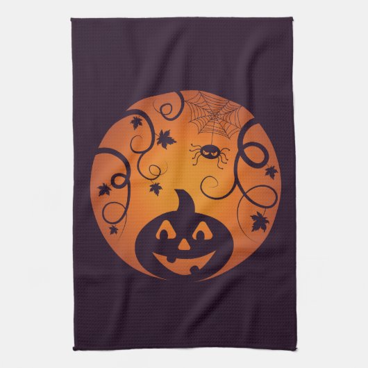 Linge De Cuisine Halloween Jack-o'-lantern citrouille visage et ara (Vertical)