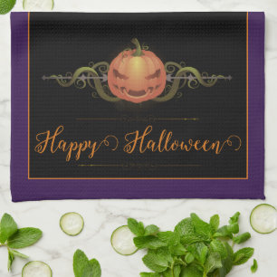 Linge De Cuisine Halloween Jack-o-lanterne effrayant Violet