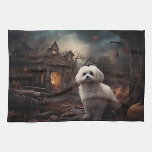 Linge De Cuisine Halloween maltais effrayant (Horizontal)