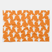 Linge De Cuisine Halloween moderne simple orange et blanc fantômes (Horizontal)