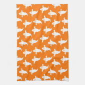 Linge De Cuisine Halloween moderne simple orange et blanc fantômes (Vertical)