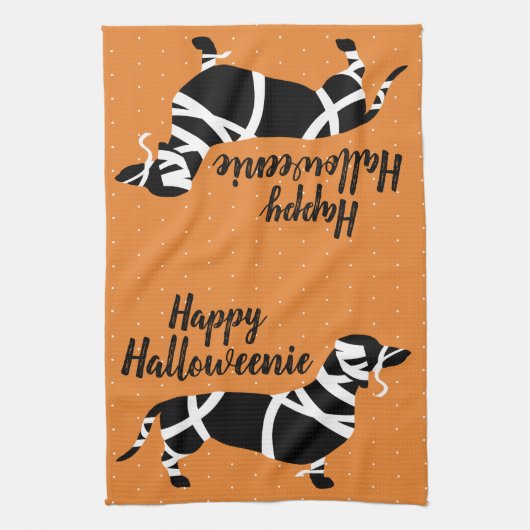Linge De Cuisine Halloween Mummy Dachshund Joyeux Halloweenie (Vertical)