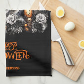 Linge De Cuisine Halloween noir Cheval noir Chat éffrayant (Quart Plié)