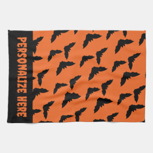 Linge De Cuisine Halloween personnalisées à la chauve-souris orange