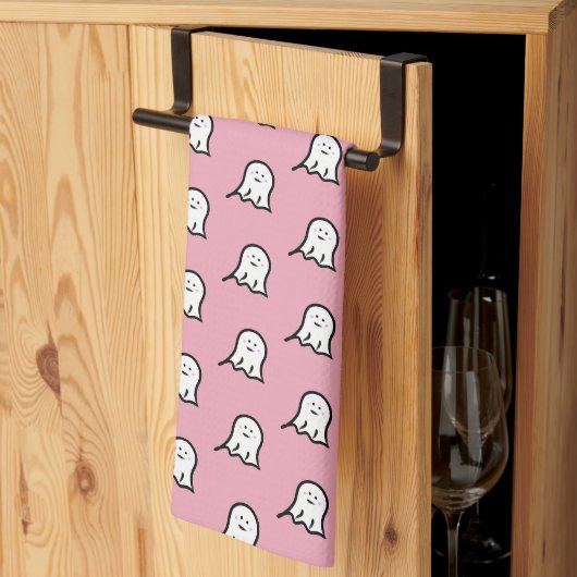 Linge De Cuisine Halloween rose Fantômes (Pliage en tiers)