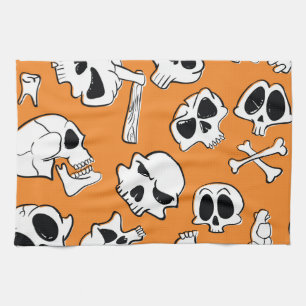 Linge De Cuisine Halloween Skulls Bones DoodMotif