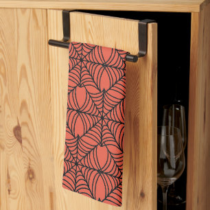 Linge De Cuisine Halloween Spider Webs sur Orange