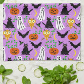 Linge De Cuisine Halloween thème collage toss Motif violet (Plié)
