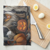 Linge De Cuisine Halloween Tibétain Terrier Éffrayant (Quart Plié)