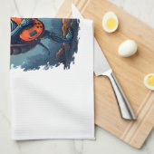 Linge De Cuisine Halloween Turtle Skeleton Rocker Tee pour Music Lo (Quart Plié)