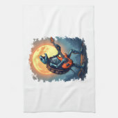 Linge De Cuisine Halloween Turtle Skeleton Rocker Tee pour Music Lo (Vertical)