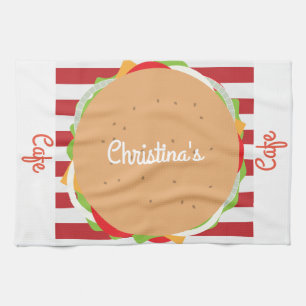 Linge De Cuisine Hamburger cheeseburger mignon café à rayures diner