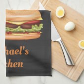 Linge De Cuisine Hamburger Et Chien Chaud Avec Boisson Et Texte (Quart Plié)