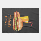 Linge De Cuisine Hamburger Et Hot Dog Avec Boisson Et Texte (Horizontal)