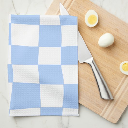 Linge De Cuisine Hand Drawn Checkerboard Pattern (sky blue/white) (Quart Plié)