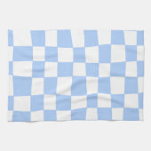Linge De Cuisine Hand Drawn Checkerboard Pattern (sky blue/white) (Horizontal)