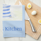 Linge De Cuisine Handpainted Watercolor Tulips, Blue Stripe Pitcher (Quart Plié)