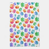 Linge De Cuisine Hanoukka Dreidels Rainbow Watercolor Holiday (Vertical)
