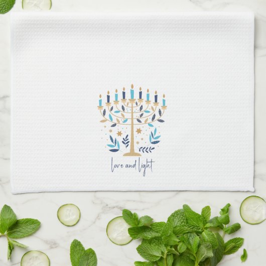 Linge De Cuisine Hanoukka Love & Light Floral Menorah (Plié)
