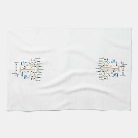 Linge De Cuisine Hanoukka Love & Light Floral Menorah (Horizontal)