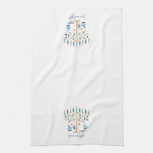 Linge De Cuisine Hanoukka Love & Light Floral Menorah (Vertical)