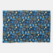 Linge De Cuisine Hanoukka Symboles Motif bleu (Horizontal)