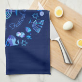 Linge De Cuisine Hanukkiah Happy Hanoukka Juive Fête Menorah (Quart Plié)