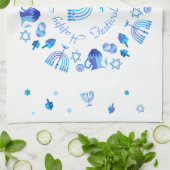 Linge De Cuisine Hanukkiah Happy Hanoukka Juive Fête Menorah (Plié)