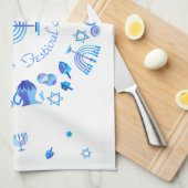 Linge De Cuisine Hanukkiah Happy Hanoukka Juive Fête Menorah (Quart Plié)