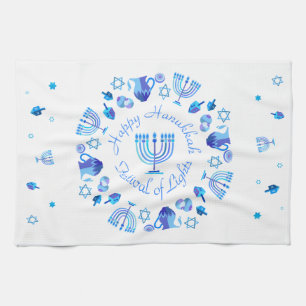 Linge De Cuisine Hanukkiah Happy Hanoukka Juive Fête Menorah