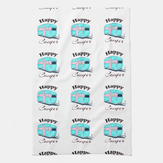 Linge De Cuisine Happy Camper Trailer Camping (Vertical)