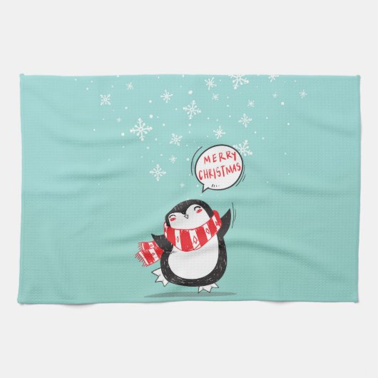 Linge De Cuisine Happy Cartoon Penguin (Horizontal)
