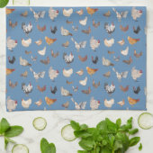 Linge De Cuisine Happy Chicken Print on Denim Blue (Plié)