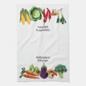 Linge De Cuisine Happy Crochet Vegetable Champagne Collage Monogram (Vertical)