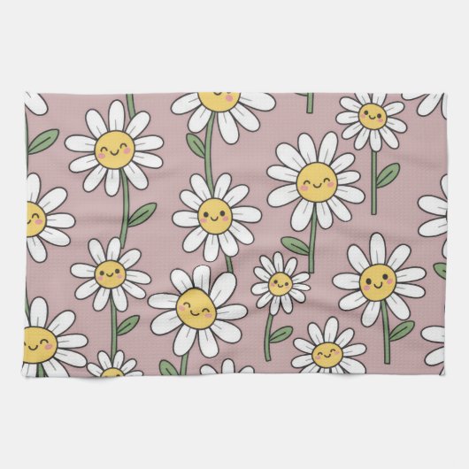 Linge De Cuisine Happy Daisies Pattern - Cute Floral Design (Horizontal)
