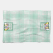 Linge De Cuisine Happy Easter Bunny, Chick, Eggs Green Gingham  (Horizontal)