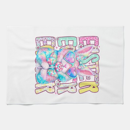 Linge De Cuisine Happy Easter Bunny Coquette Bow Preppy Easter Day  (Horizontal)