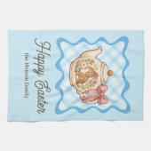 Linge De Cuisine Happy Easter Bunny Teapot Gingham  (Horizontal)