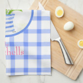 Linge De Cuisine Happy Easter Watercolor Tulips Blue Check (Quart Plié)