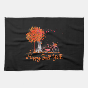 Linge De Cuisine Happy Fall Yall Funny Schnauzer Dog Autumn Bicycle