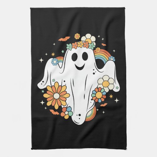 Linge De Cuisine Happy Ghost Retro Hippie Vibe (Vertical)