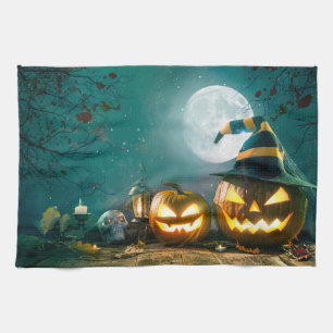 Linge De Cuisine Happy Halloween Art drôle Jack-o'-lantern Hallowee