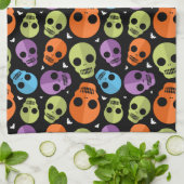Linge De Cuisine Happy Halloween Motif crâne (Plié)