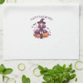 Linge De Cuisine Happy Halloween violet sorcière Citrouilles et cha (Plié)