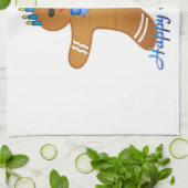 Linge De Cuisine Happy Hanoukka Gingerbread Man Menorah (Plié)