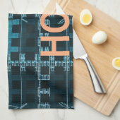 Linge De Cuisine Happy Hour Texte bleu Vector Art Imprimer (Quart Plié)