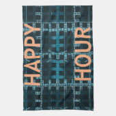 Linge De Cuisine Happy Hour Texte bleu Vector Art Imprimer (Vertical)